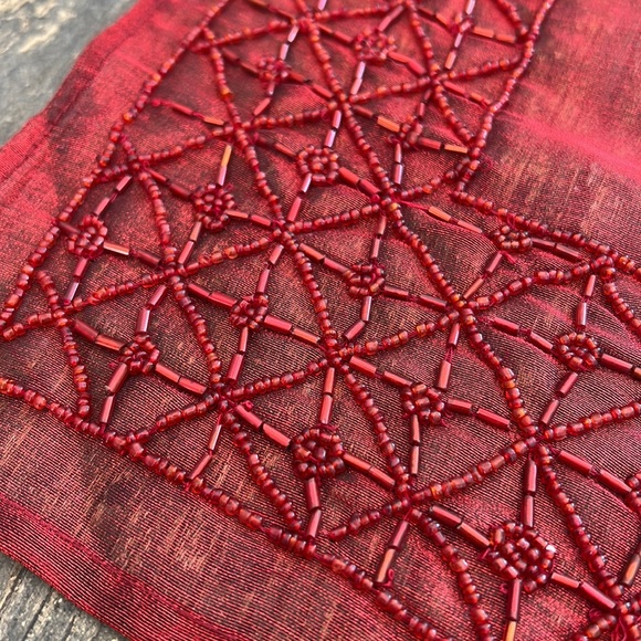 ADV Beaded table runner in deep red - EUC - - Picture 6 of 7